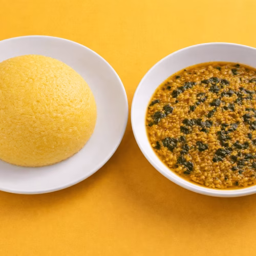 Eba and egusi soup