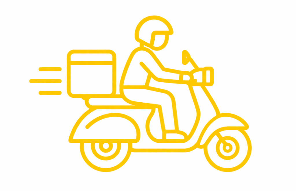 An icon of a delivery man on a scooter
